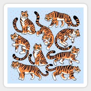 Cute tigers Cartoon illustration Magnet